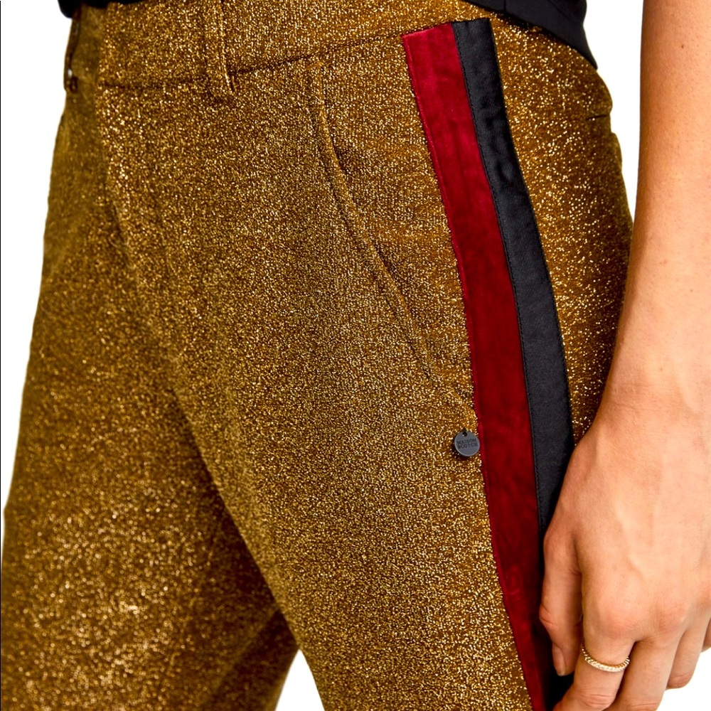FREE SHIPPING! Tapered lurex w velvet side stripe